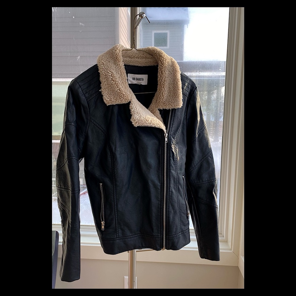 Leather bomber jacket